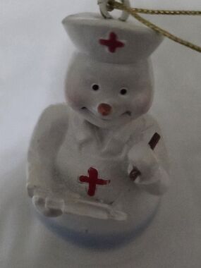 White Nurse Snowman Ornament 4 inch. great gift for the nurses or nurses aids